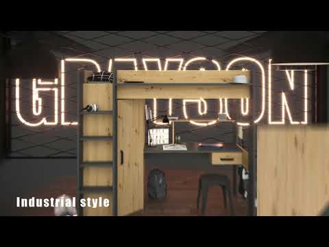Grayson High Sleeper Loft Beds with Desk & Wardrobe